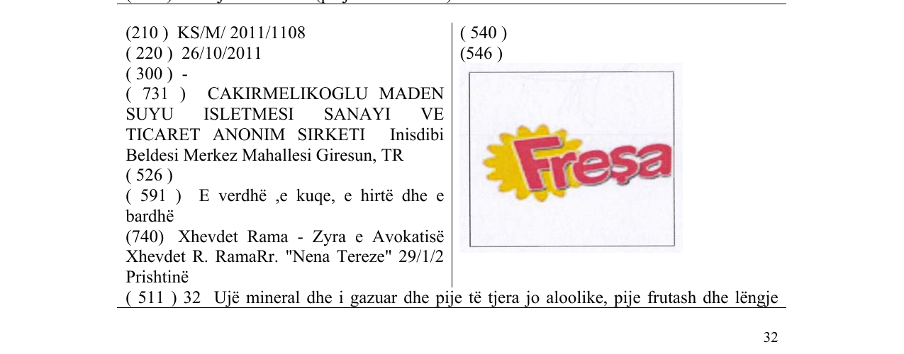 Zëri i markës Fresa në buletin