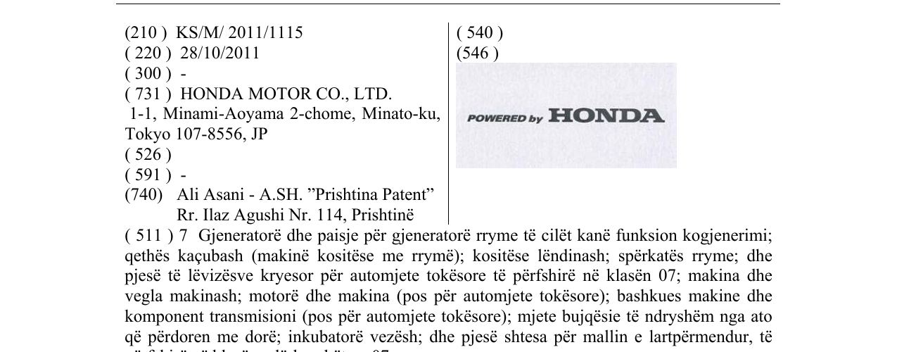 Zëri i markës POWERED by HONDA në buletin