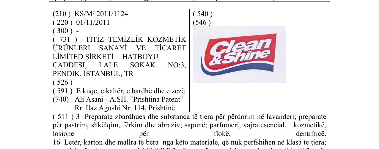Zëri i markës Clean & Shine në buletin