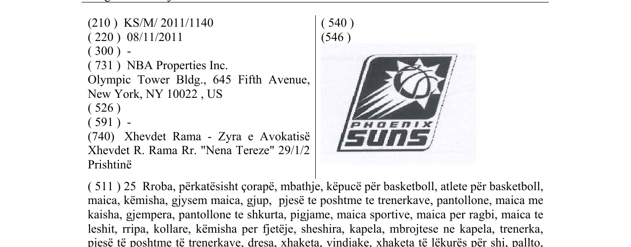 Zëri i markës PHOENIX SUNS në buletin