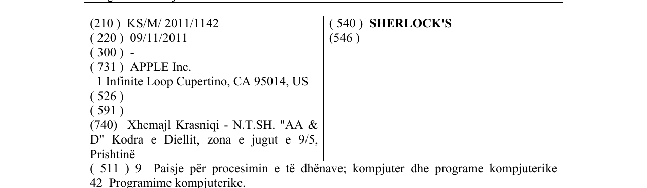 Zëri i markës SHERLOCK'S në buletin