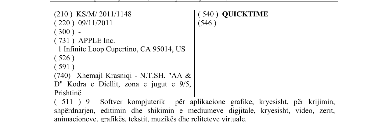 Zëri i markës QUICKTIME në buletin