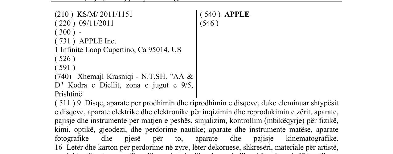 Zëri i markës APPLE në buletin
