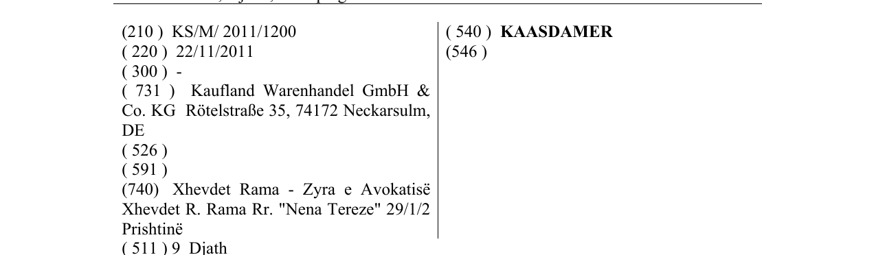 Zëri i markës KAASDAMER në buletin