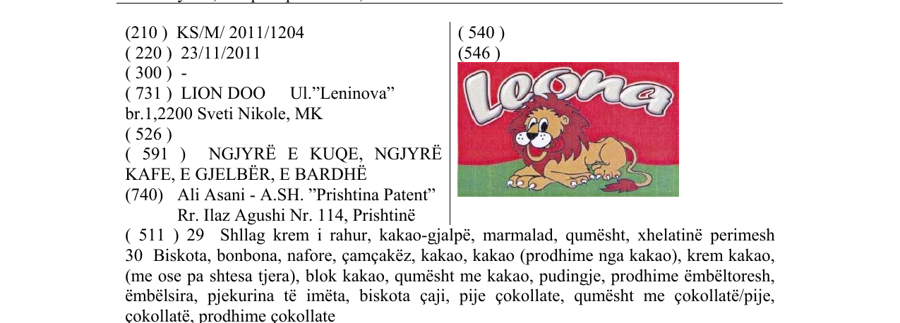 Zëri i markës Leona në buletin