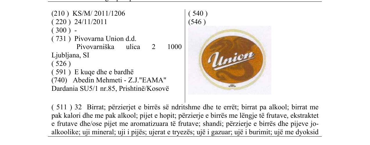 Zëri i markës Union në buletin