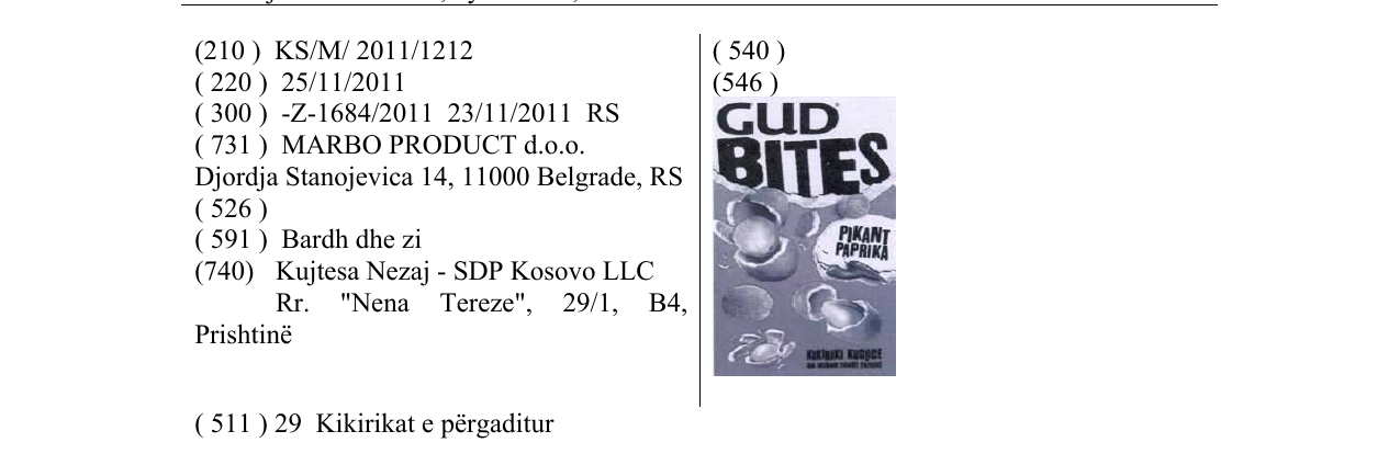 Zëri i markës GUD BITES në buletin