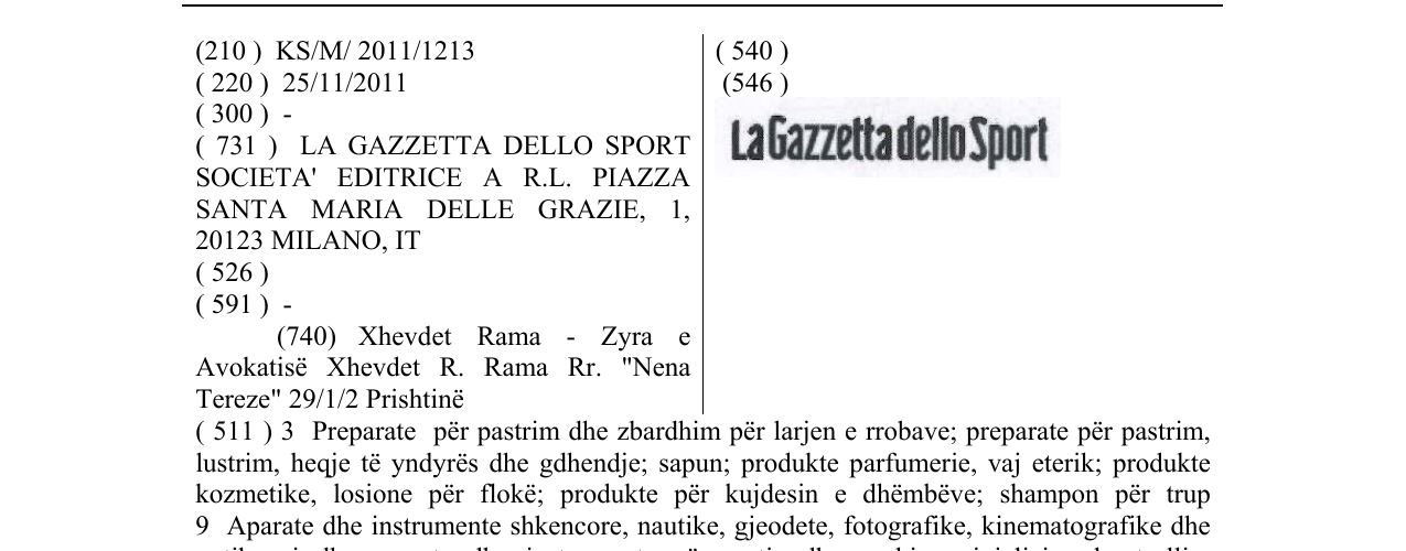 Zëri i markës LaGazzetta dello Sport në buletin