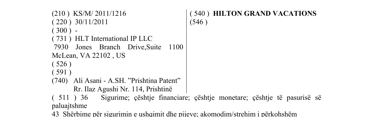 Zëri i markës HILTON GRAND VACATIONS në buletin