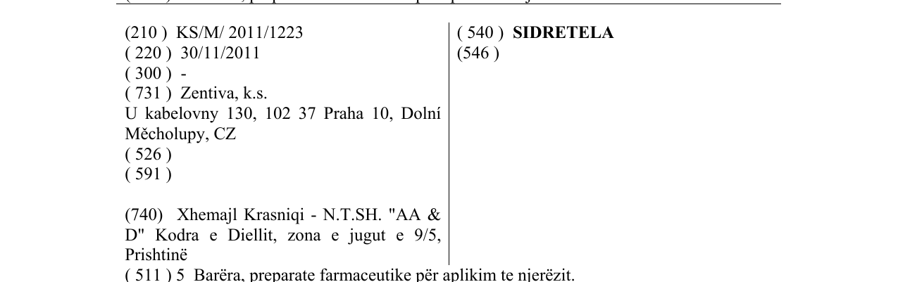 Zëri i markës SIDRETELA në buletin