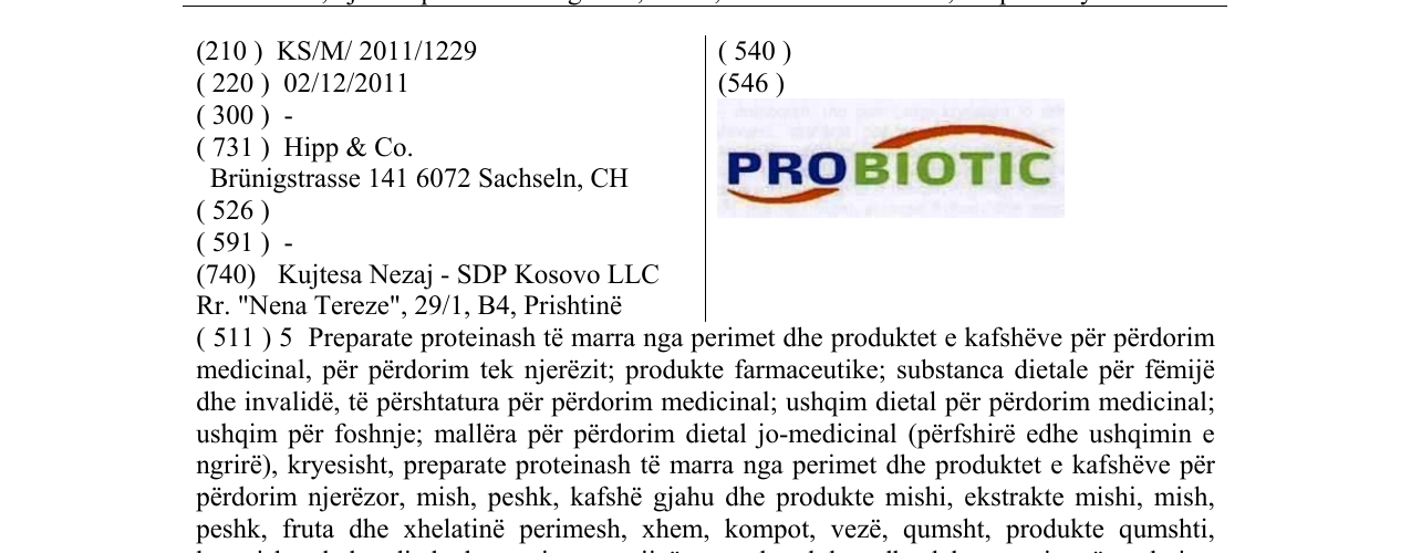 Zëri i markës PROBIOTIC në buletin