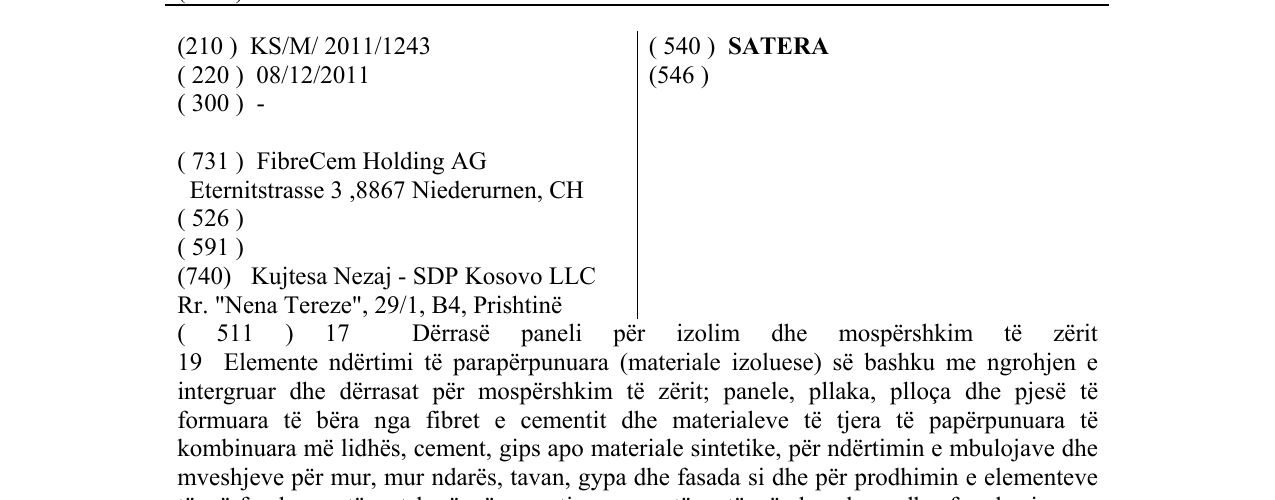 Zëri i markës SATERA në buletin
