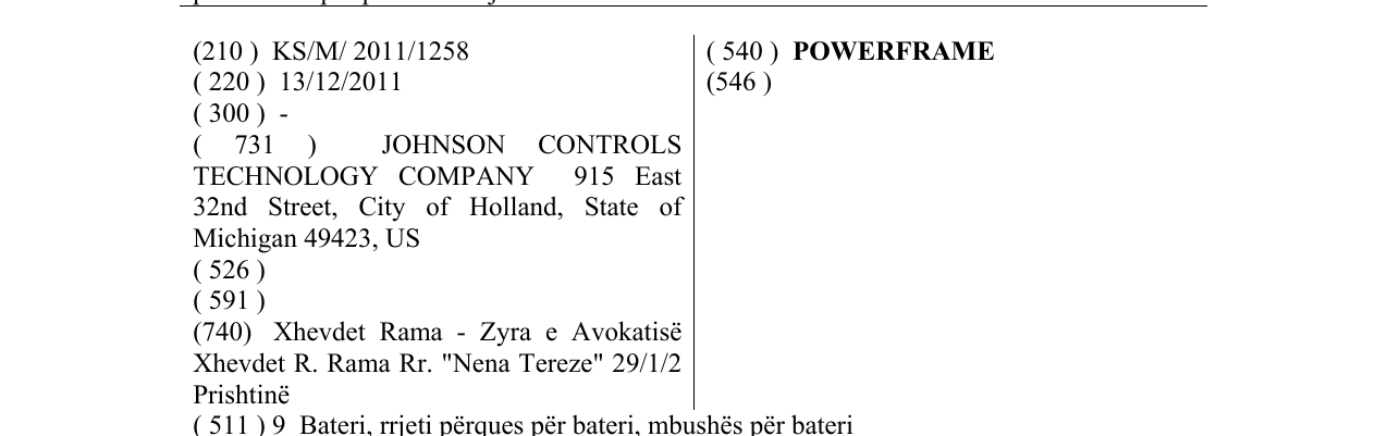 Zëri i markës POWERFRAME në buletin
