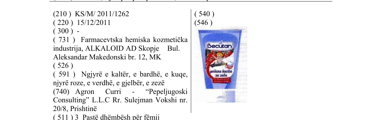 Zëri i markës Becutan në buletin