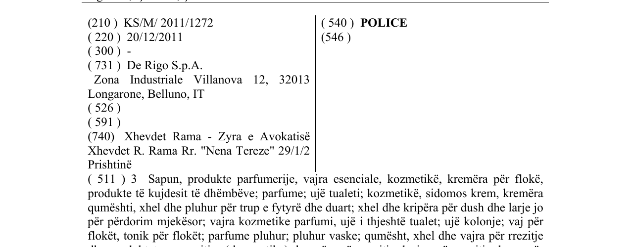 Zëri i markës POLICE në buletin