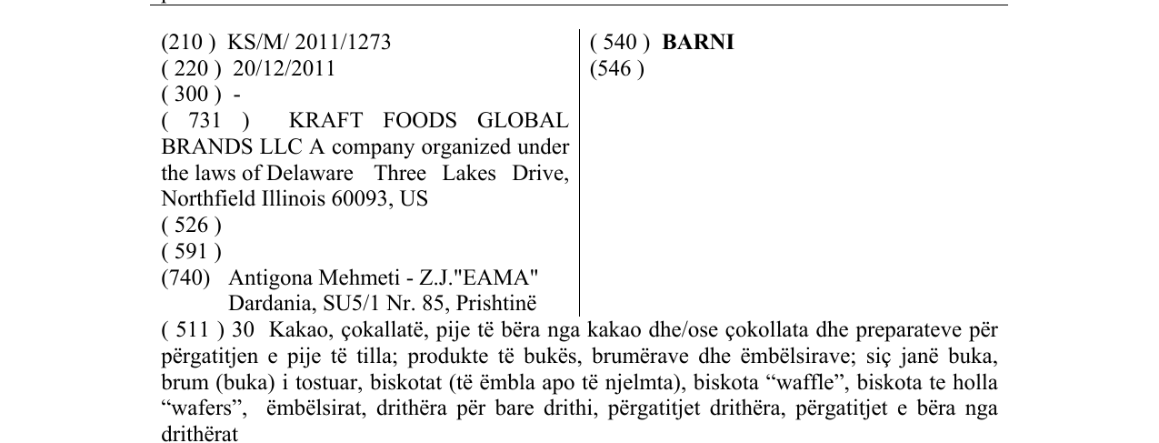 Zëri i markës BARNI në buletin