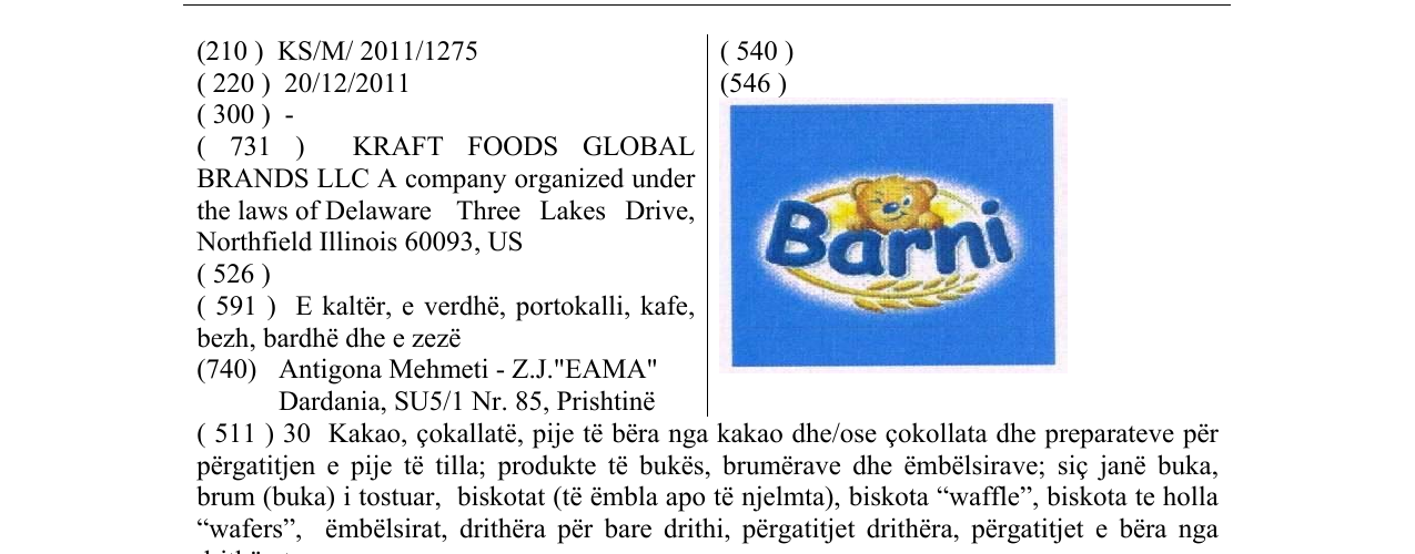 Zëri i markës Barni në buletin