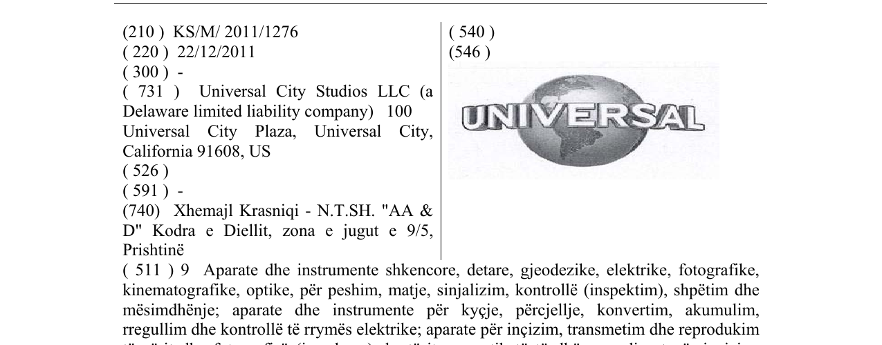 Zëri i markës UNIVERSAL në buletin
