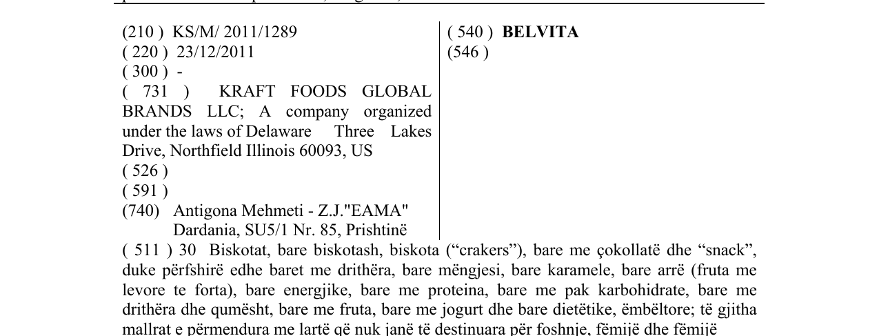 Zëri i markës BELVITA në buletin