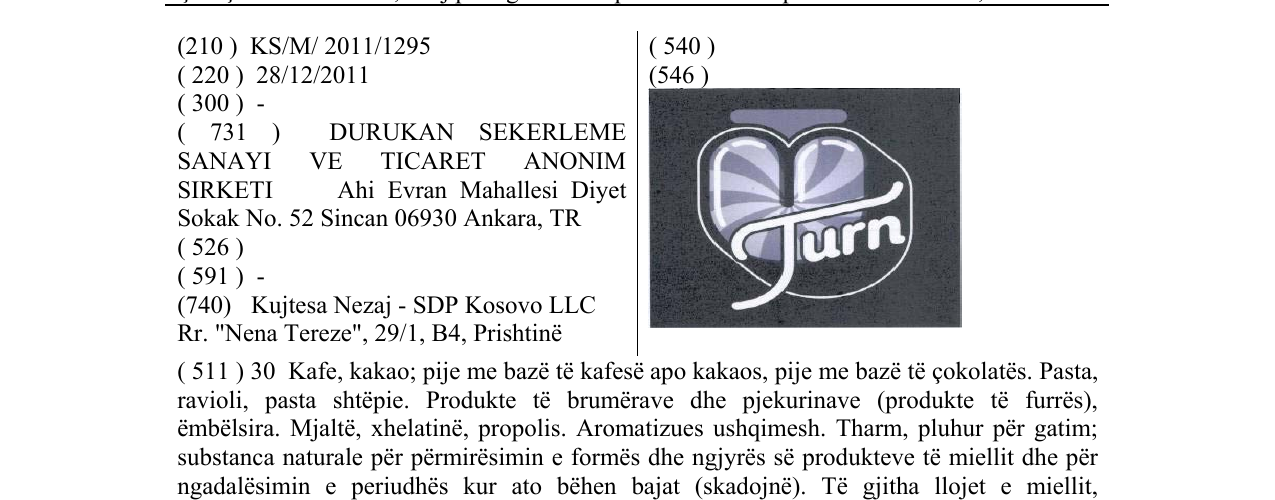 Zëri i markës Turn në buletin