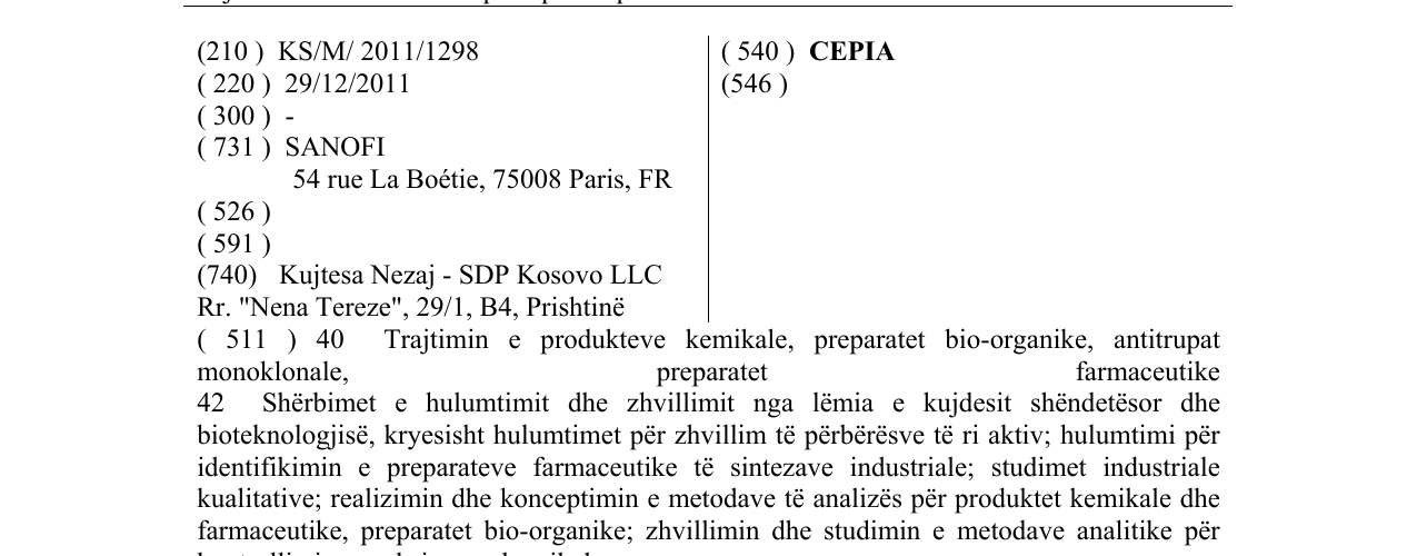 Zëri i markës CEPIA në buletin