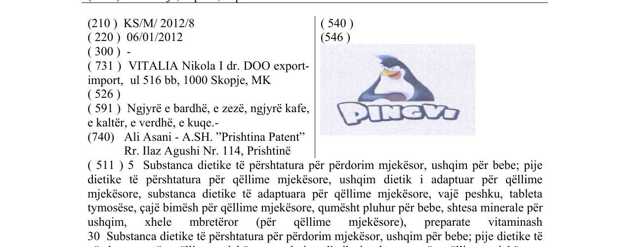 Zëri i markës PINGVI në buletin