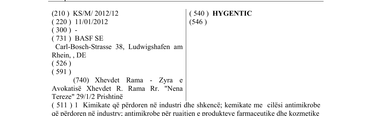 Zëri i markës HYGENTIC në buletin