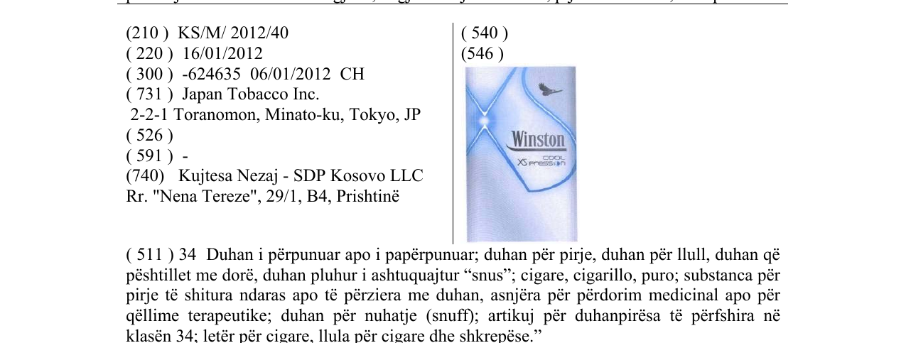 Zëri i markës Winston në buletin
