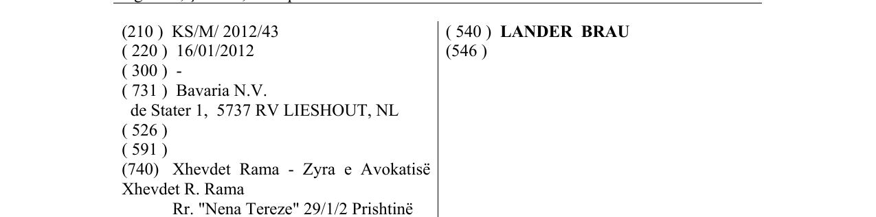 Zëri i markës LANDER BRAU në buletin