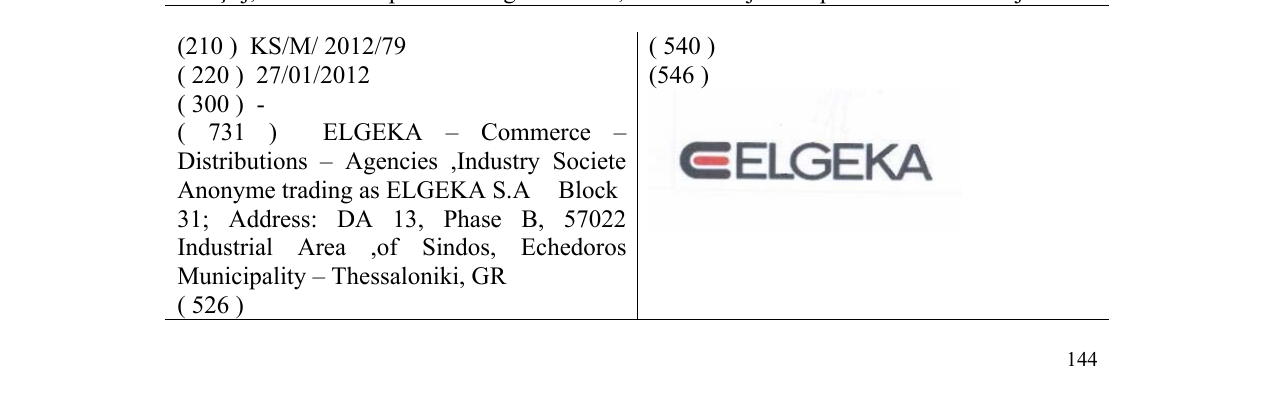 Zëri i markës E ELGEKA në buletin