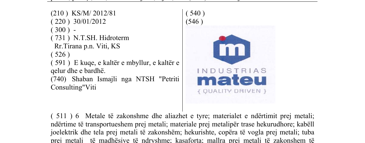 Zëri i markës INDUSTRIAS mateu në buletin