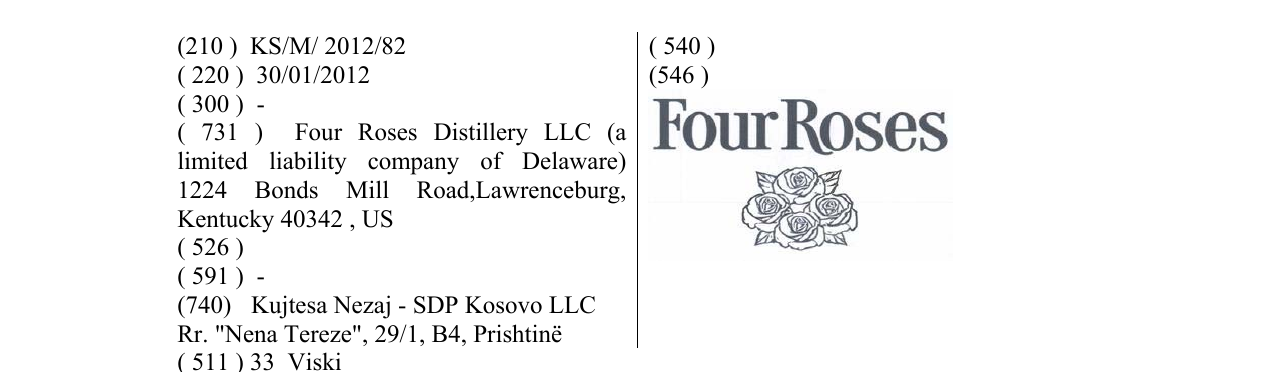 Zëri i markës Four Roses në buletin