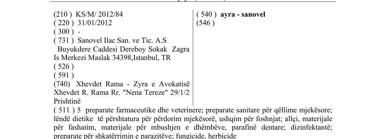 Zëri i markës ayra - sanovel në buletin