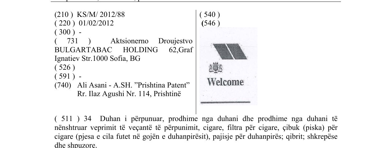 Zëri i markës Welcome në buletin