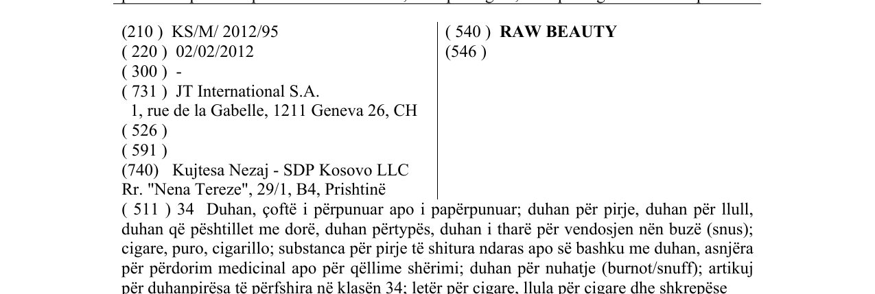 Zëri i markës RAW BEAUTY në buletin