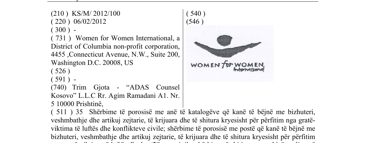 Zëri i markës WOMEN for WOMEN International në buletin
