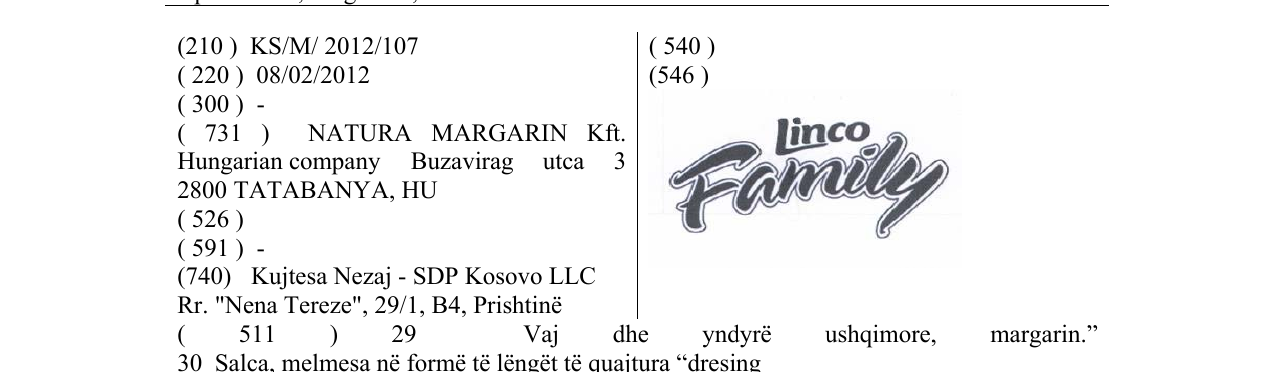 Zëri i markës Linco Family në buletin