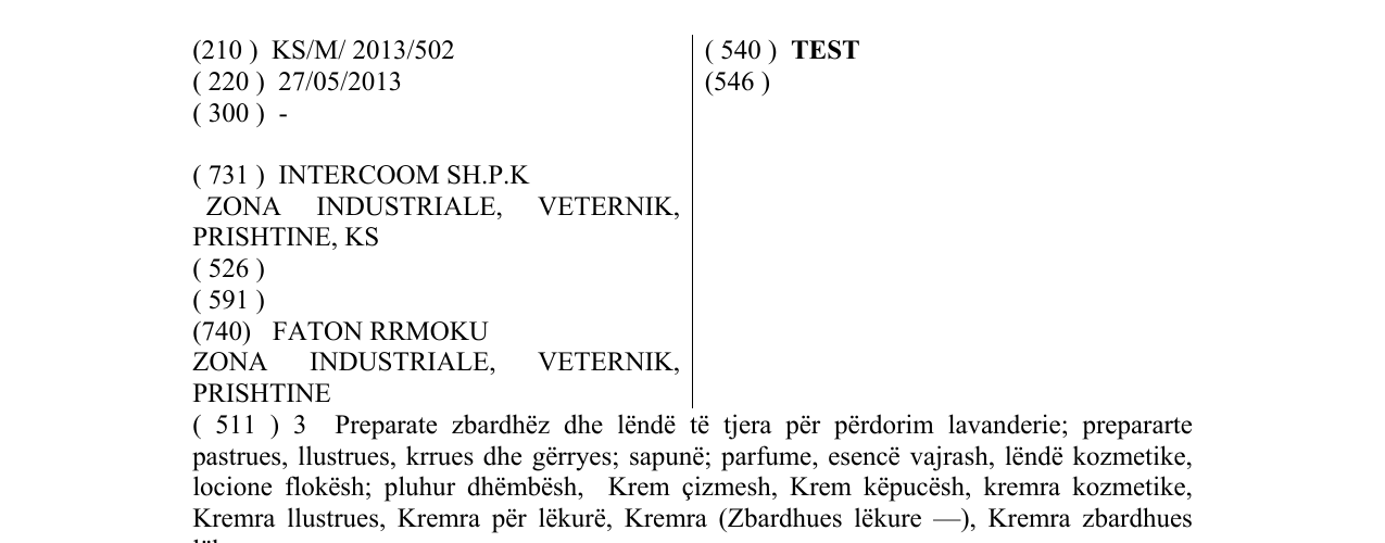 Zëri i markës TEST në buletin