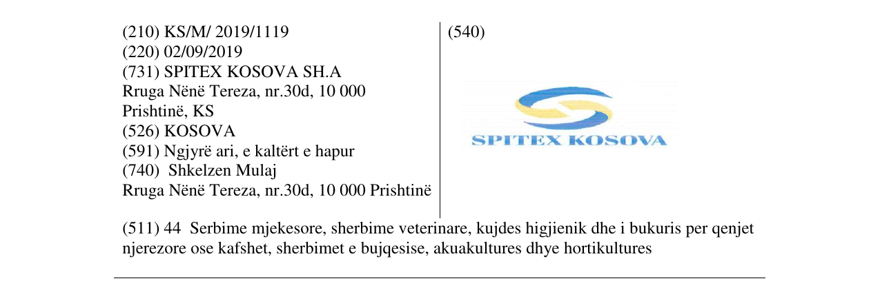Zëri i markës SPITEX KOSOVA në buletin