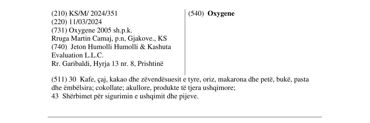 Zëri i markës Oxygene në buletin