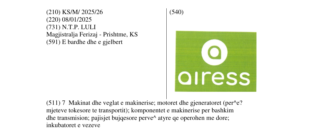 Zëri i markës airess në buletin
