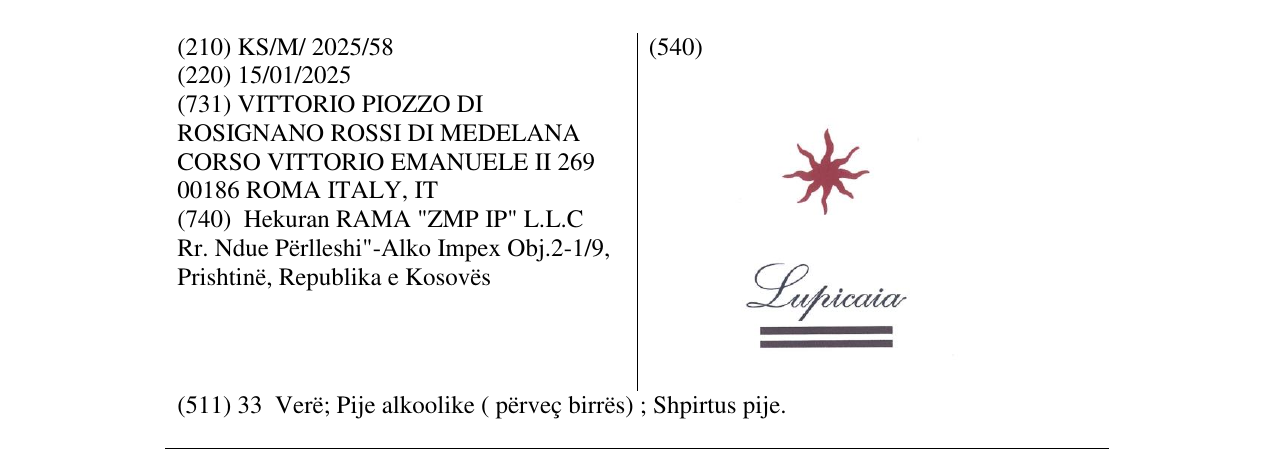 Zëri i markës Lupicia në buletin