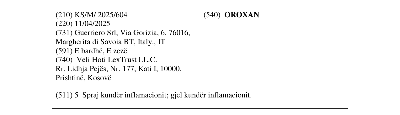 Zëri i markës OROXAN në buletin