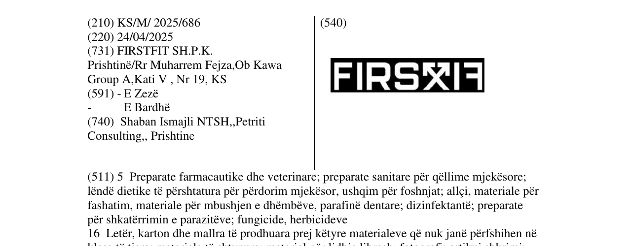 Zëri i markës FIRSTFIT në buletin