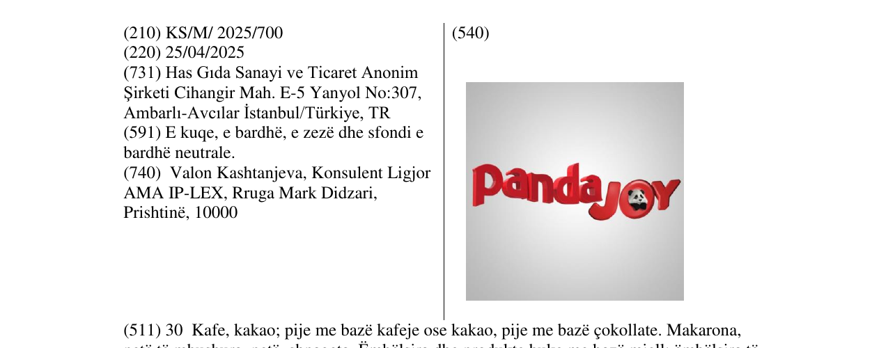 Zëri i markës panda JOY në buletin
