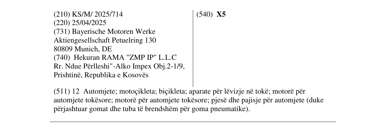 Zëri i markës X5 në buletin