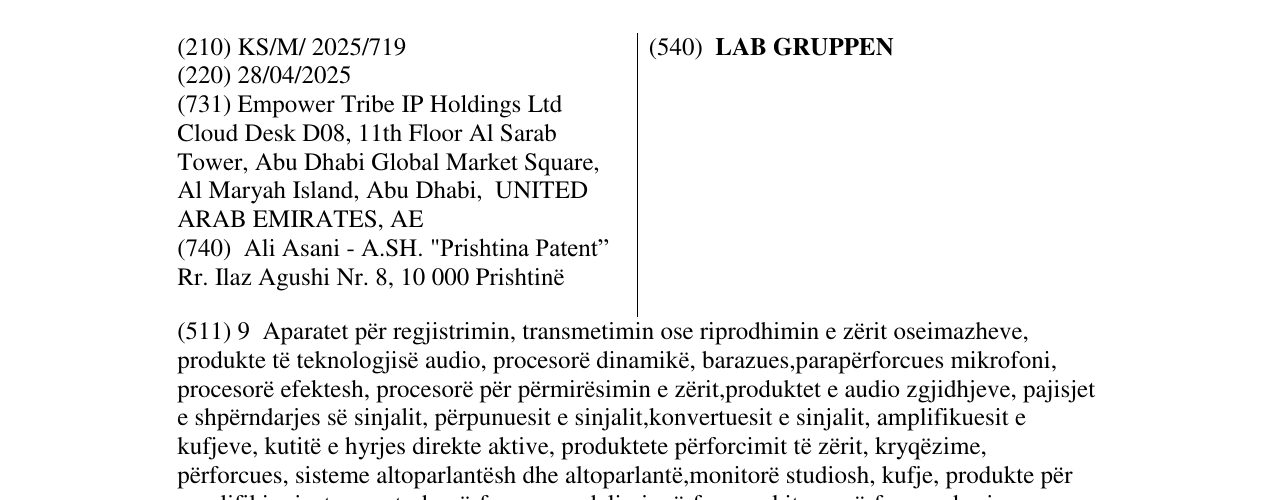 Zëri i markës LAB GRUPPEN në buletin