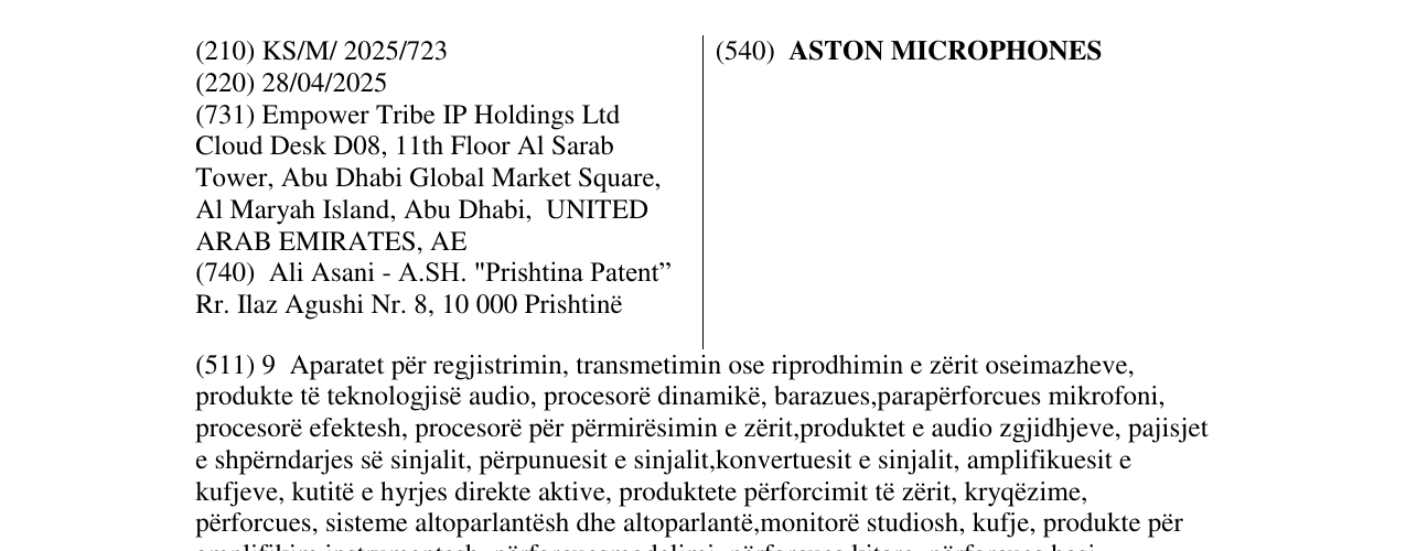 Zëri i markës ASTON MICROPHONES në buletin