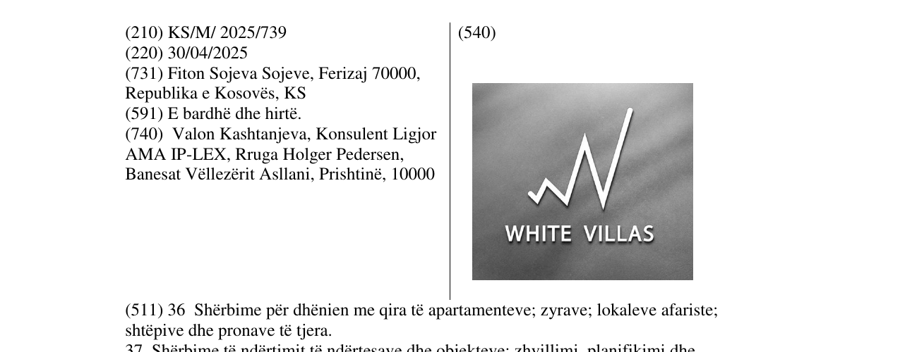 Zëri i markës WHITE VILLAS në buletin