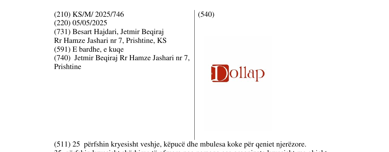 Zëri i markës Dollap në buletin